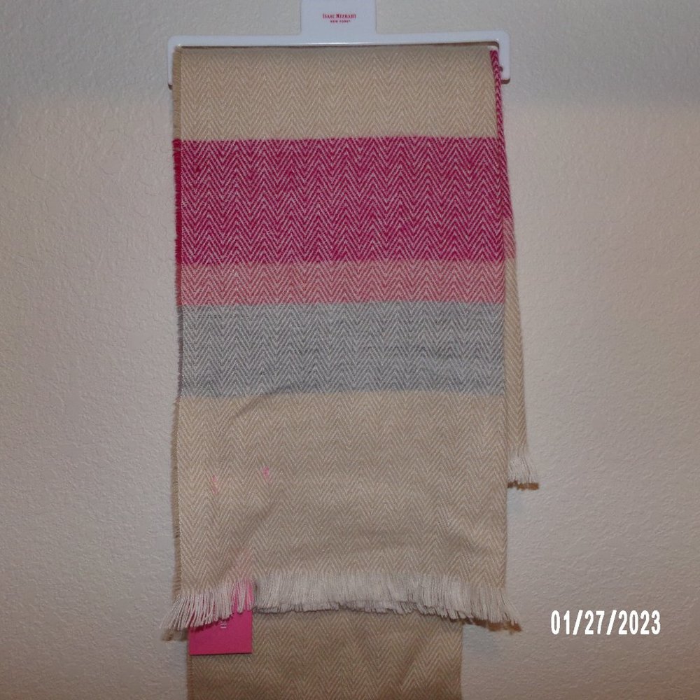 3/$20 bundle- Isaac Mizrahi NY pink, tan, and gray scarf